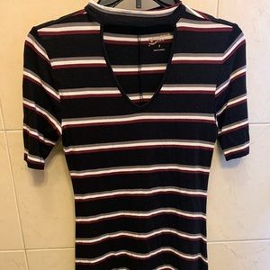 Black skater dress with stripes